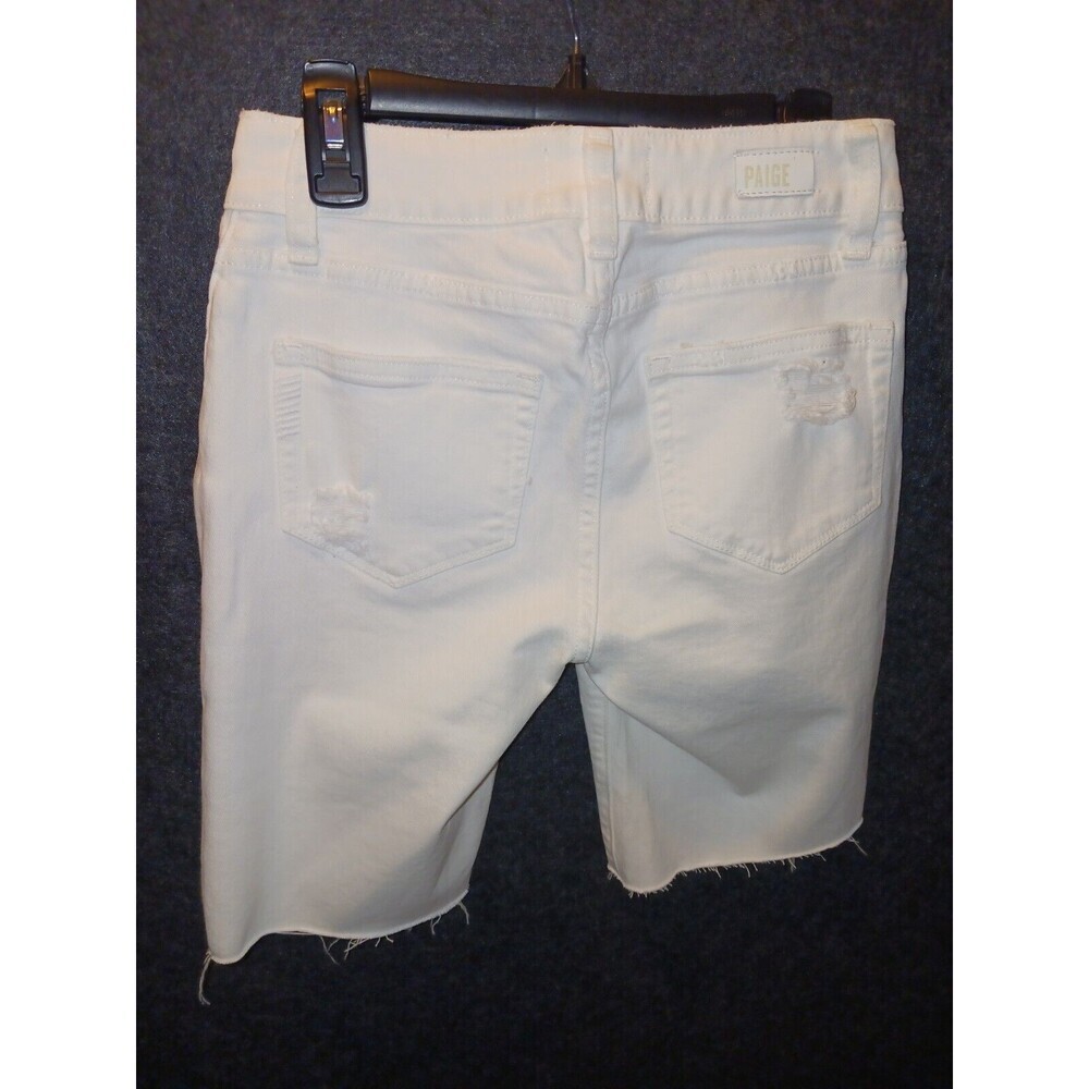Paige‎ Cutoff White Bermuda Shorts  Women Sz 23 Stretch Distressed Raw Hem NWOT - Picture 2 of 6